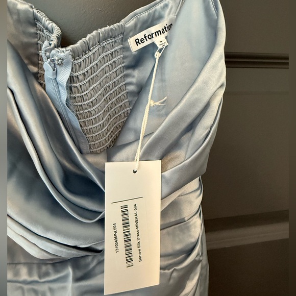Reformation Barrow Silk Satin Dress - Blue in Size 4 - Picture 7 of 16